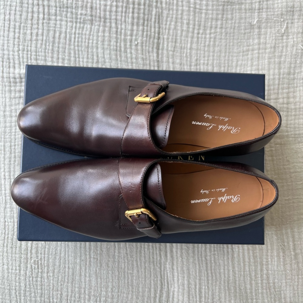 Ralph Lauren Purple Label Darnell Monkstrap Leather Shoes - Brand New